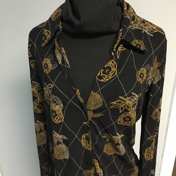 Mexx Long Sleeve Sheer Button Up Black Blouse - Picture 1 of 4